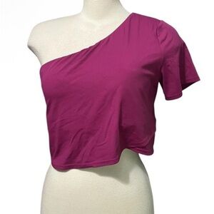 HALARA One-Shoulder Magenta Crop Top